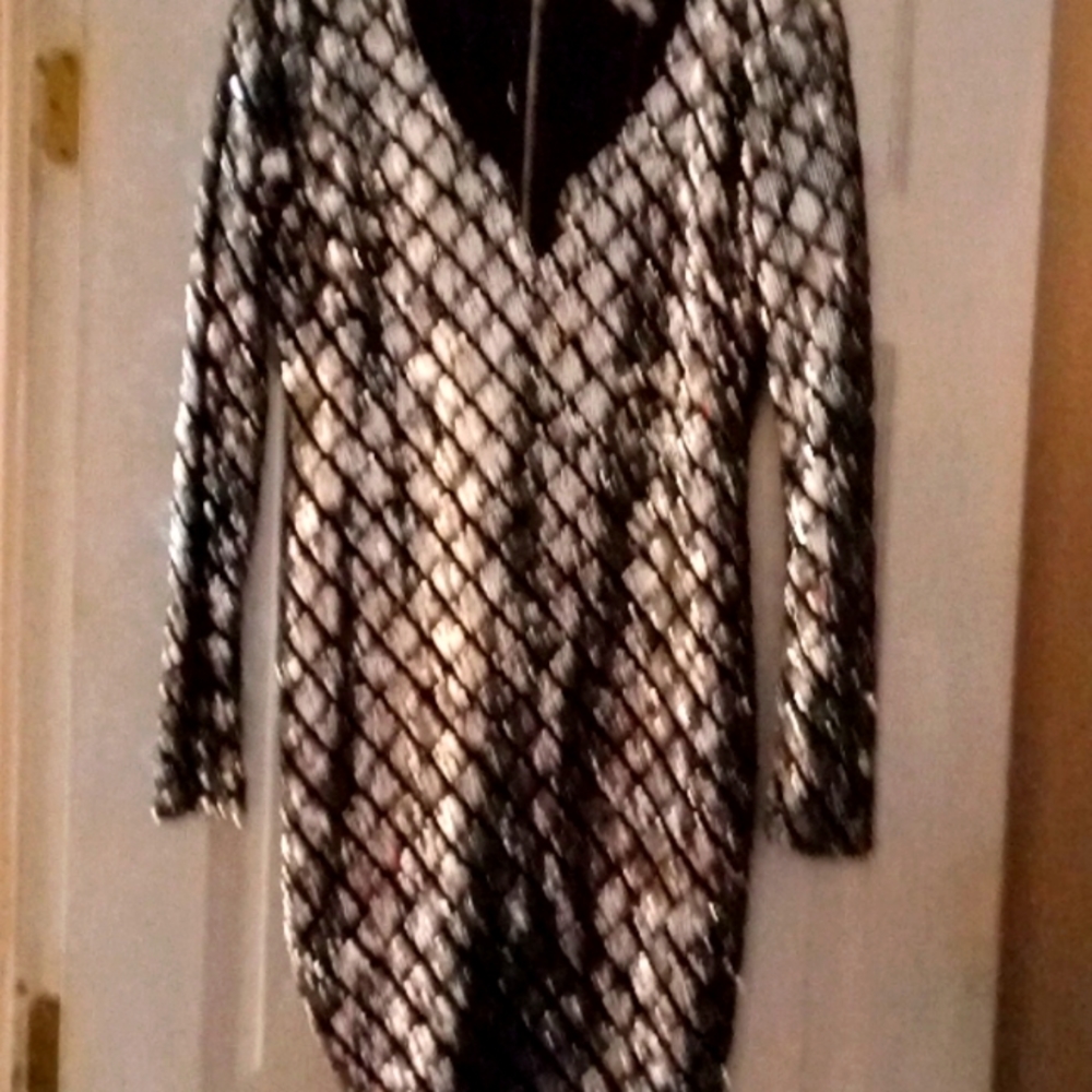 Beautiful sparkling silver and black mini dress never worn only tried on,